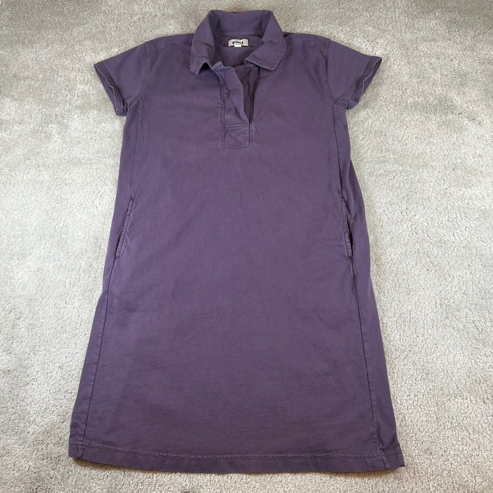 Pact Polo Dress Womens Small Purple Organic Cotton Short Sleeve Pockets Shift